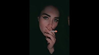 Smoking and flashing my tits in a fur coat