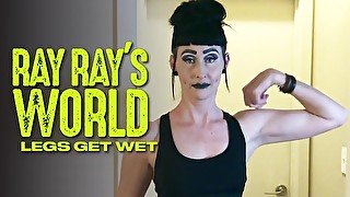 Ray Ray XXX Gets naked, oiled up and works out before sucking dildo and cumming loudly