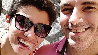 Quickie! Going for a walk with a cum mouthful!