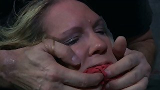 Ruined tattooed whore gets her mouth plugged with panties