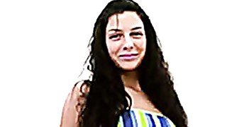 Teen brunette pleases herself gently