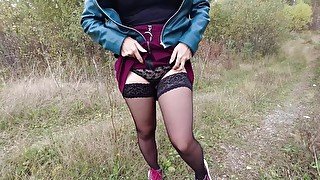 girl slut walks and takes off her panties without panties