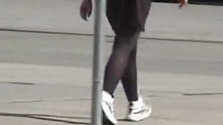 Seducing bottom of the candid voyeur girl in the street 07s