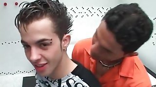 Bathtub foreplay with two hard body guys