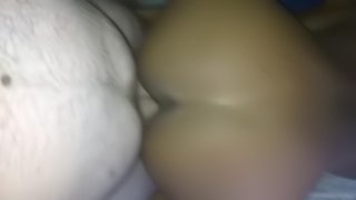 Black teen knows how to take fat white cock