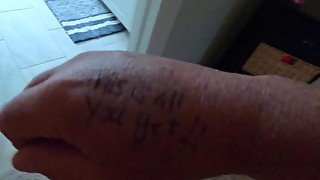 Wife writes on Hubbys Masturbation Hand Humiliation  He Asks Permission to Cum