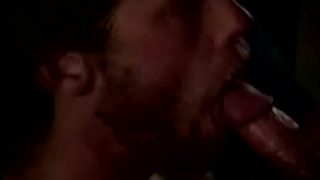 Hairy straight guy licking pals dick