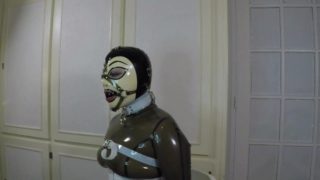 Trailer Miss Maskerade Bound In Full Rubber Latex Catsuit