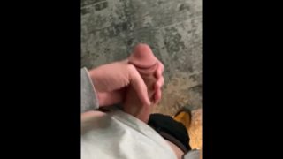 Dry risky jerking off in the office 