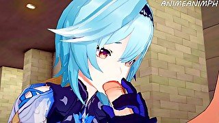Genshin Impact Eula Gives Sloppy Blowjob Cum In Mouth