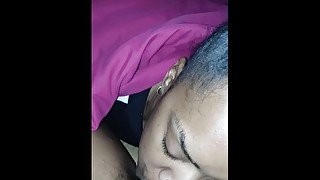 Piscean Milf caressing tight pussy with her tongue