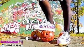 Feet Girl with Nylons Crushing Nylon Adidas Superstar clear transparent Girl Crush foot Feet sweaty