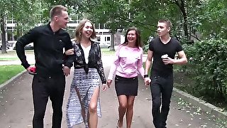 Two young swinger couples arrange crazy group sex fun at home