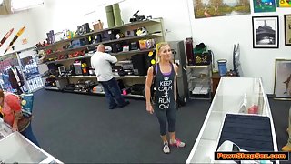 Blonde hottie sells car and gets nailed by pawnshop owner