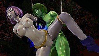 [3dhentai] Titans - Gar (Beast Boy) gets rough with Raven 4K [restrained,Anal, BJ]