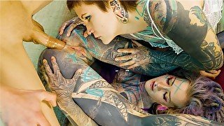 PUNK Tattoo GIRLS get a hard ANAL fuck - gape, prolapse, ATOGM, ass to mouth, big dick