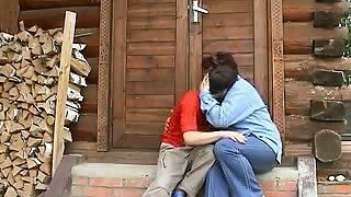 My horny auntie fucking my skinny friend in her house