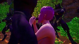 Furry flock werewolves  blowjob in front of spectators