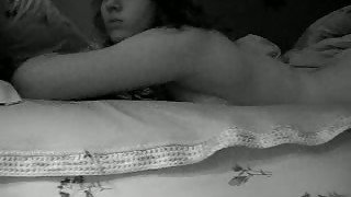 Dainty pale skin girlfriend teases me with her tight rack in bed