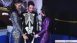 Steamy threesome sex with two devilish babes Adriana Chechik and Abby Lee Brazil
