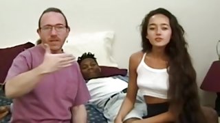 Ethnic amateur jizzed on tits by oldman