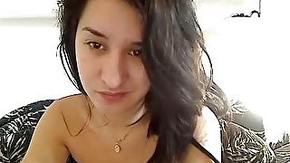 Adorable webcam brunette Amy teases with her round ass