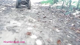 Thai teen heather goes atving in paradise and gets huge throatpie in quad