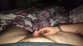 Handjob with long nails *scratching small dick and let him explode*