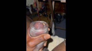 Solo jerking off with cum shot