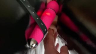 Latex. Vibrator. Breath play. Dildo. Leggings