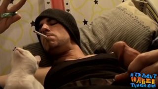 Inked thug Chain masturbates all the way until he cums hard