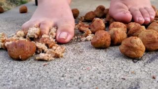 Watch Me Crush These Tiny Meatballs with My Sexy Chubby Feet