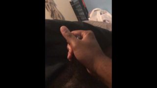 Jerking fat black cock