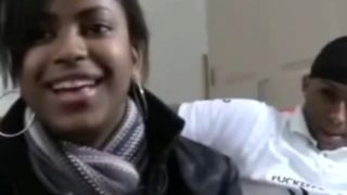 Ebony Threesome with Pretty Girl