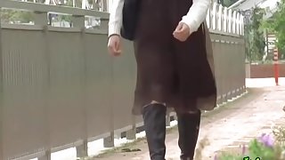 Beautiful Japanese honey getting pulled in hot street sharking