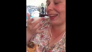 Sexy blonde British bbw loves feeding herself dessert