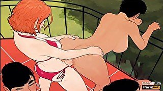 The Mess part #2 - Shemale Fucking her maid on a Public balcony  Futa Cartoon