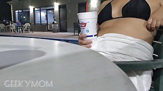 Flashing and swimming in my thong at the hotel pool