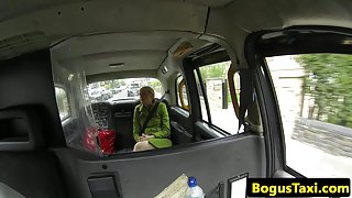 Cocksucking taxi passenger cumsprayed on tits