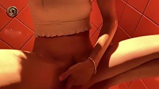 English chav slut fingers herself in pub toilets