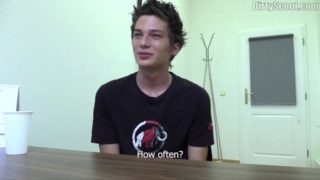 BIGSTR - Amateur skinny teen gets on his knees & sucks cock for extra money