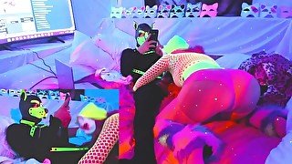 @SexyNeonKitty Blowjob after Pegging ScrewMe-Doo Chaturbate LIve