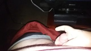 Fat guy uses vibrating cock sucker for double cum