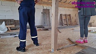 hot wife fucks with a stranger at a construction site