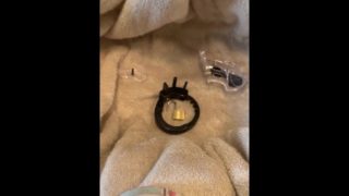 TENS cock cage to imprison Her cock