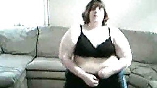 Extremely obese housewife dances on webcam for ten bucks