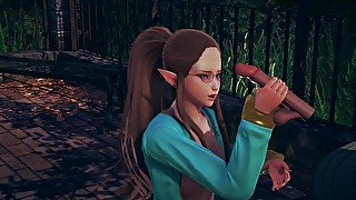 Asked an elf girl to jerk off a big cock