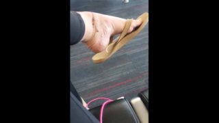 Sneaky Flip Flop Shoeplay at the Airport