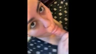 Teen gives hot quickie blowjob to stepdad. First Swallow!