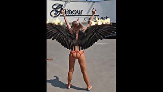 Devil's walk in Cap d'Agde. Blowjob on the street, broad daylight